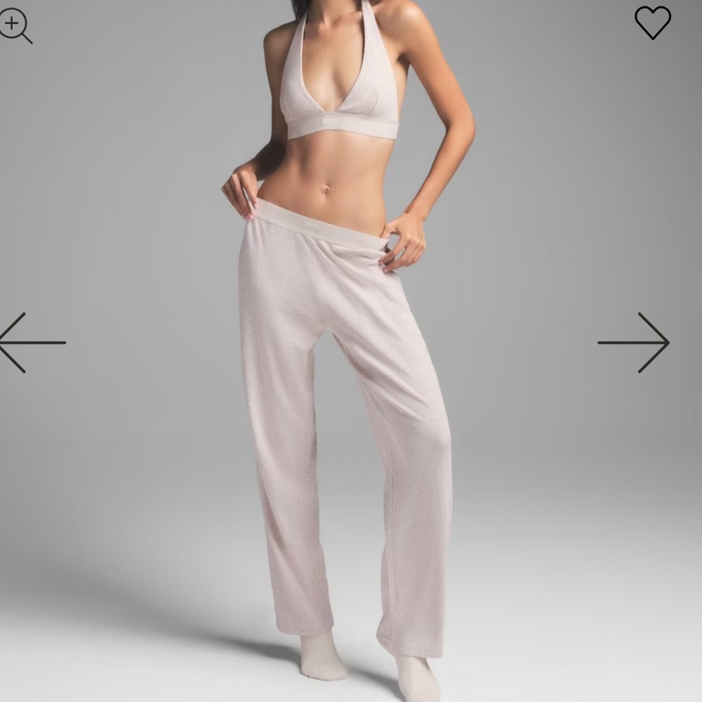 NWT SKIMS Cotton Rib, Oatmeal Heather Lounge Pants, Small - Picture 5 of 11